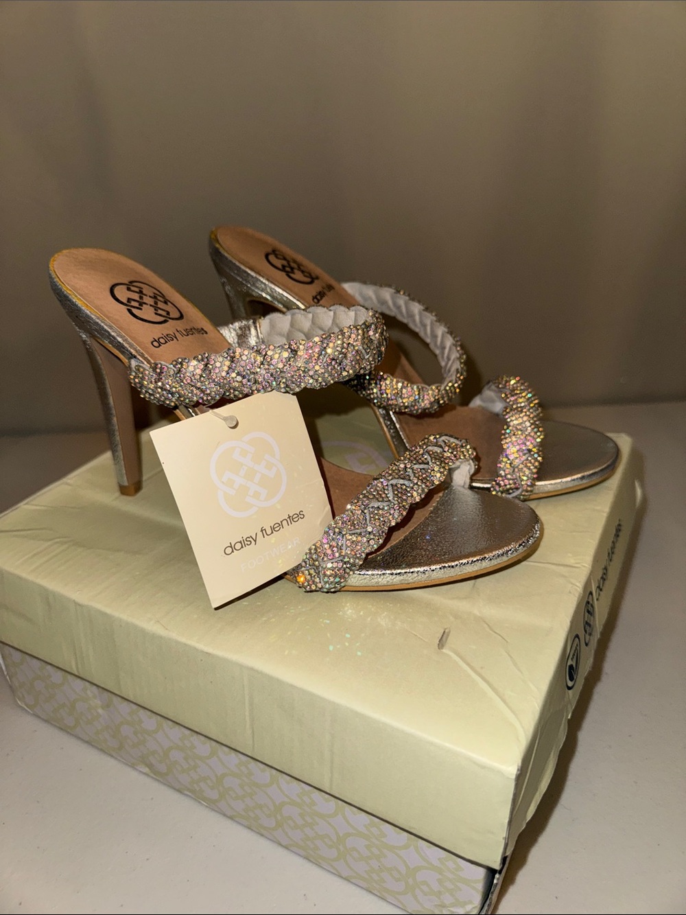Daisy Fuentes Iridescent Beaded Heeled Sandals - Multicolor
